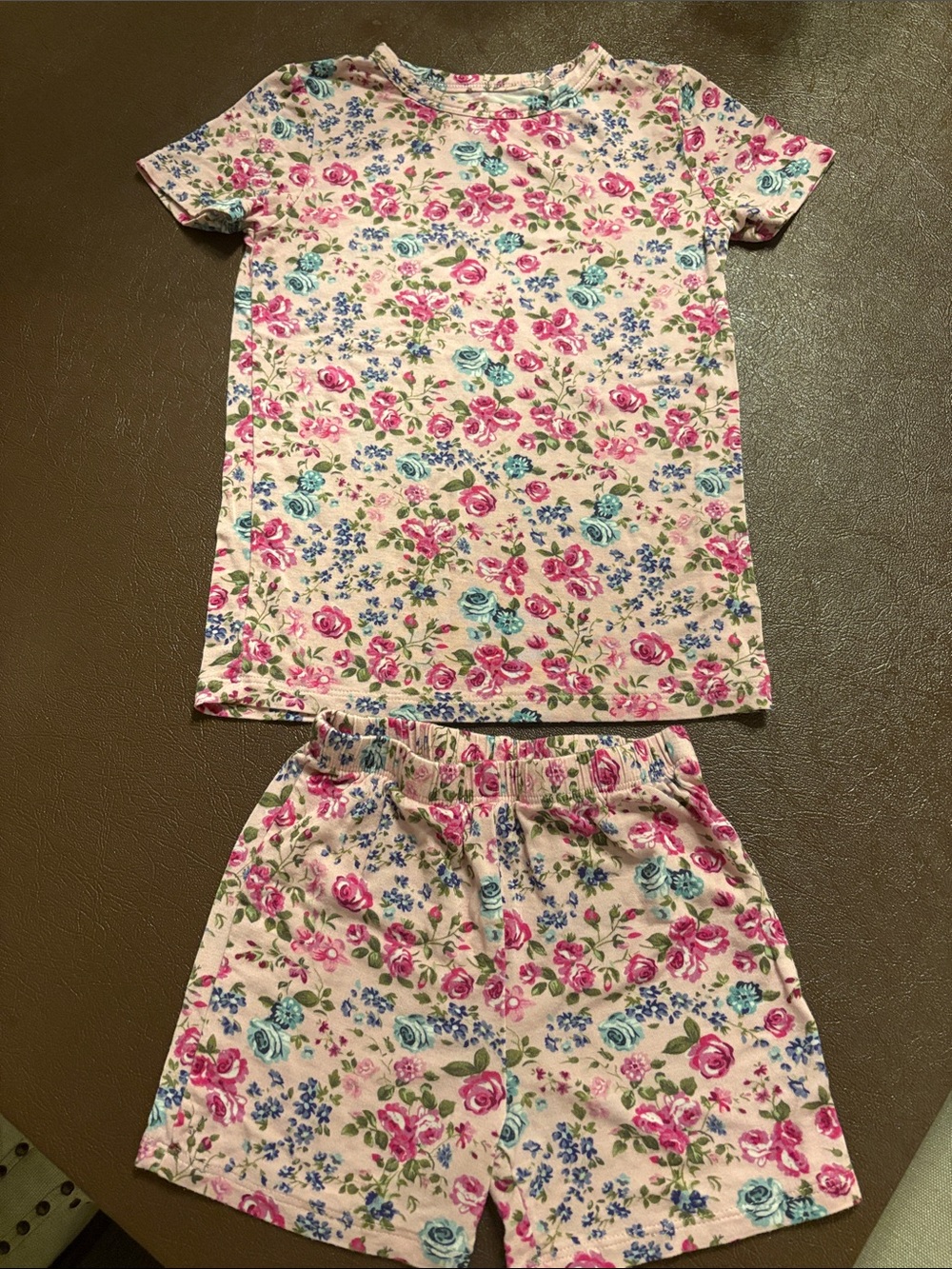 Posh Peanut Pink Floral Short Pajama Set 4T